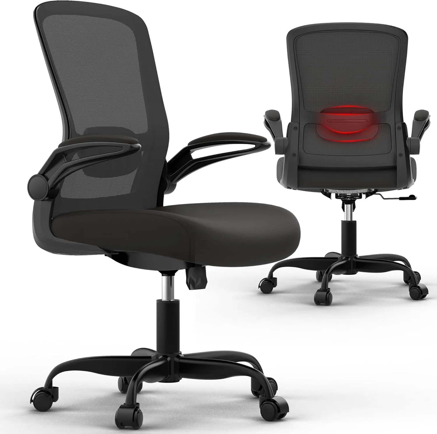 Office Chair, Ergonomic Desk Chair with Adjustable Lumbar Support, High Back Mesh Computer Chair with Flip-up Armrests-BIFMA Passed Task Chairs, Executive Chair for Home Office