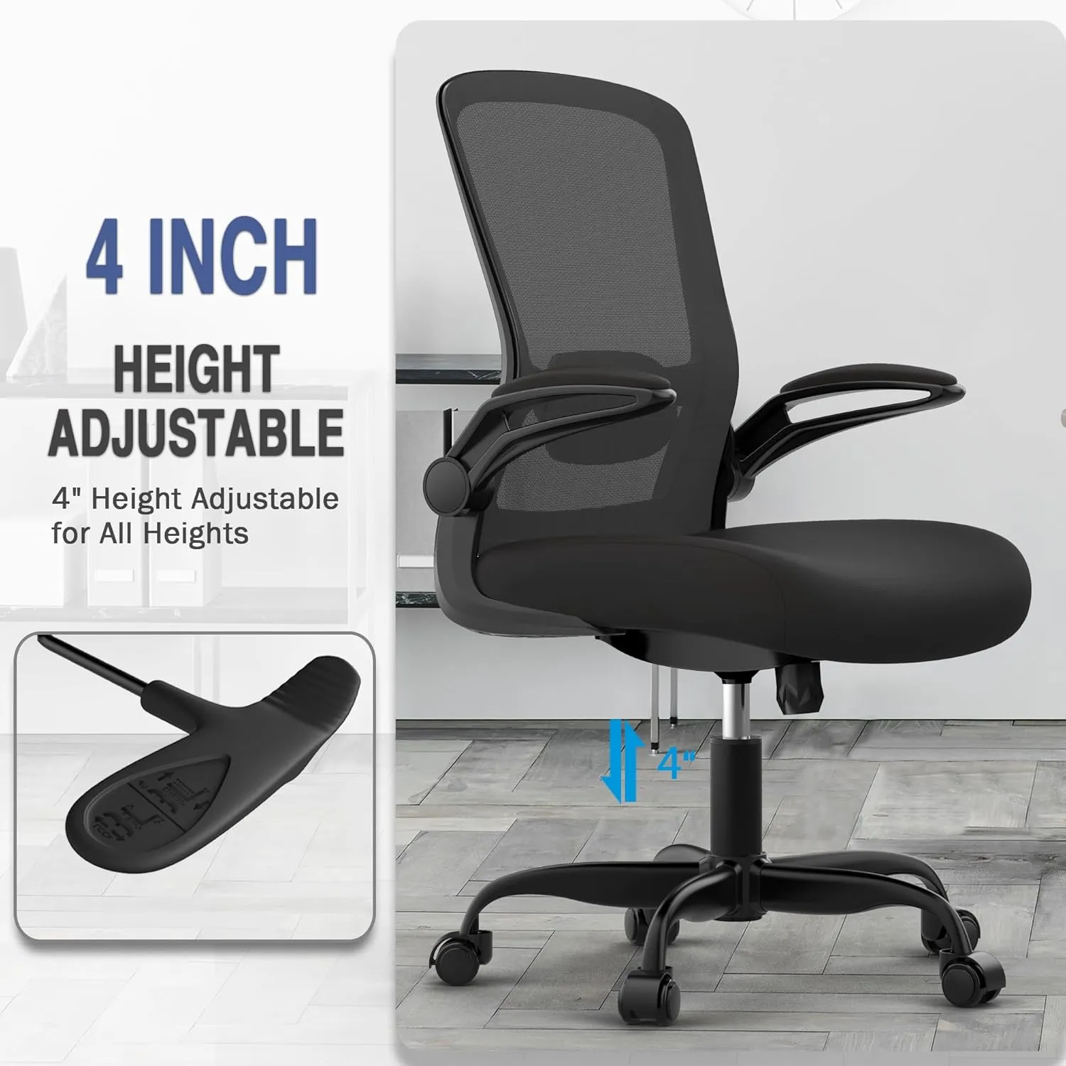 Office Chair, Ergonomic Desk Chair with Adjustable Lumbar Support, High Back Mesh Computer Chair with Flip-up Armrests-BIFMA Passed Task Chairs, Executive Chair for Home Office