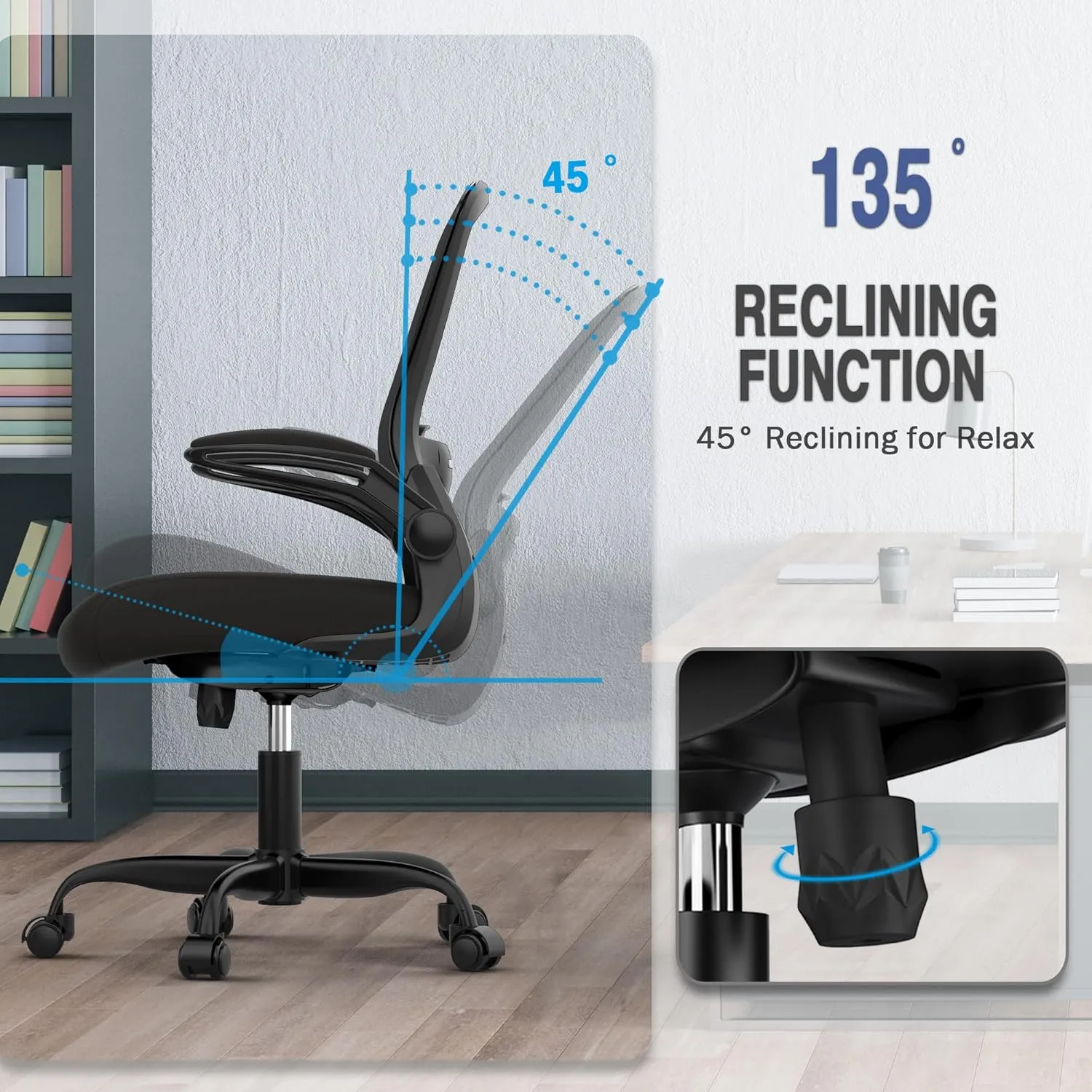 Office Chair, Ergonomic Desk Chair with Adjustable Lumbar Support, High Back Mesh Computer Chair with Flip-up Armrests-BIFMA Passed Task Chairs, Executive Chair for Home Office