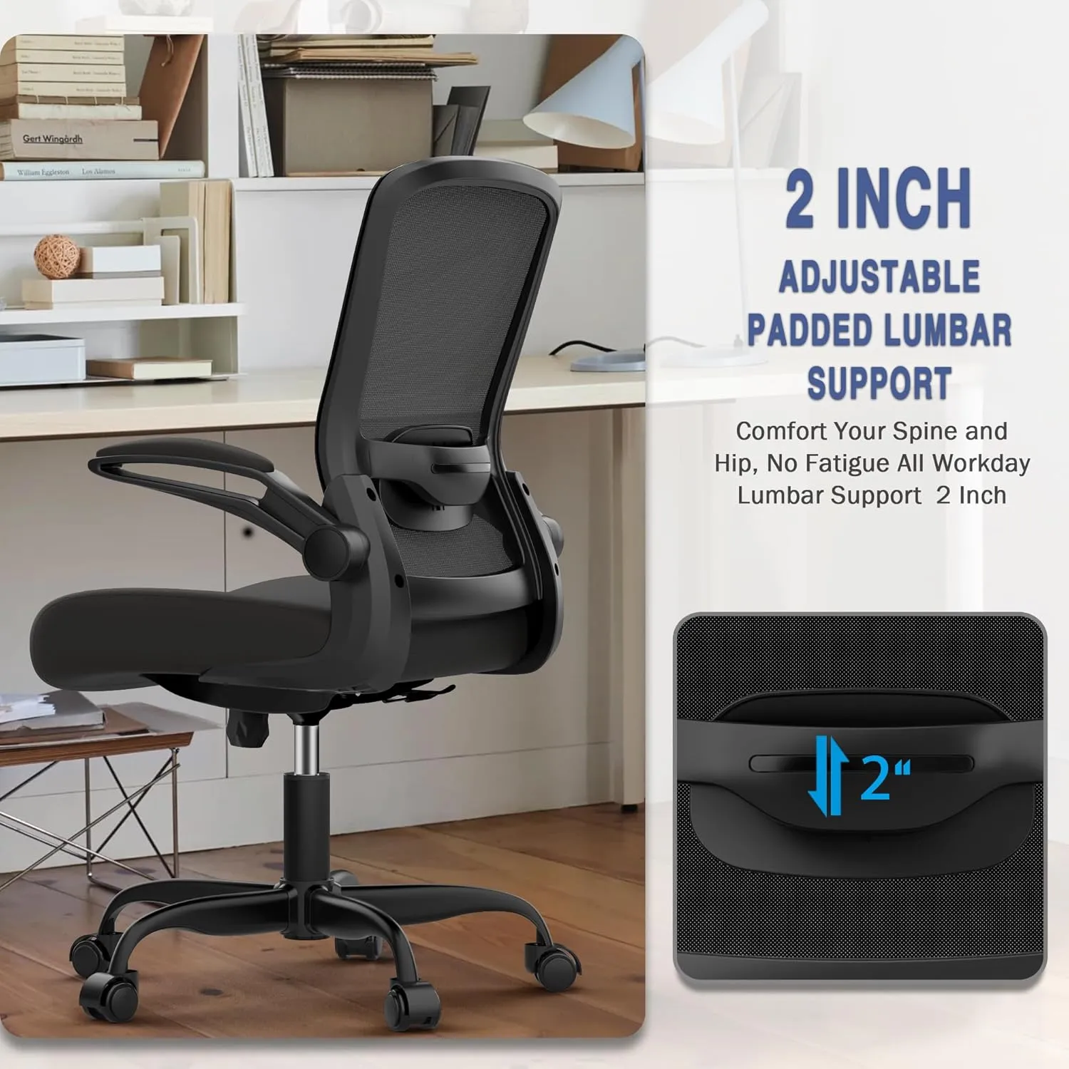 Office Chair, Ergonomic Desk Chair with Adjustable Lumbar Support, High Back Mesh Computer Chair with Flip-up Armrests-BIFMA Passed Task Chairs, Executive Chair for Home Office