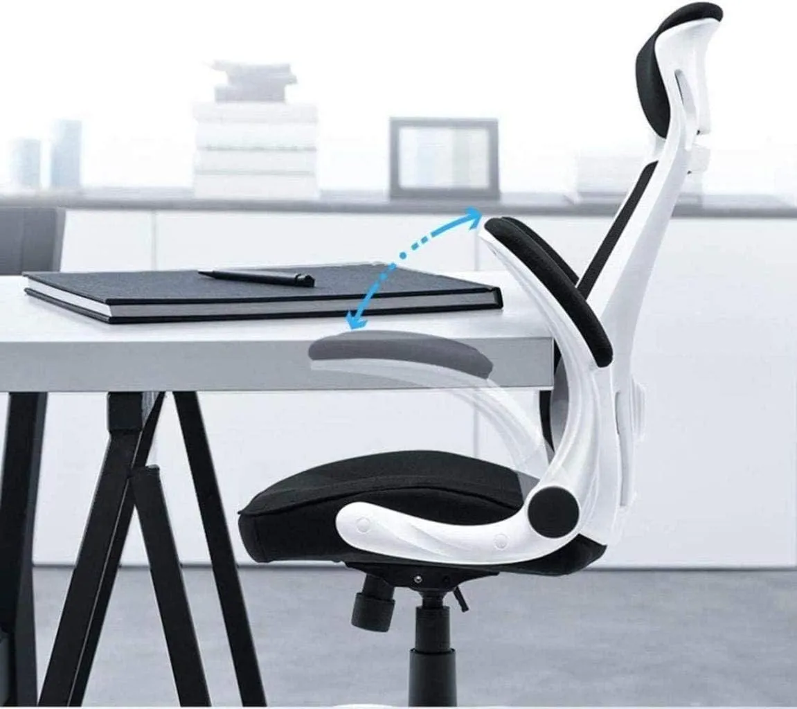 Office Chair Game Chair Mesh High Back Swivel Office Chair Computer Chair Back Rotating Handrail (Color : Black White)