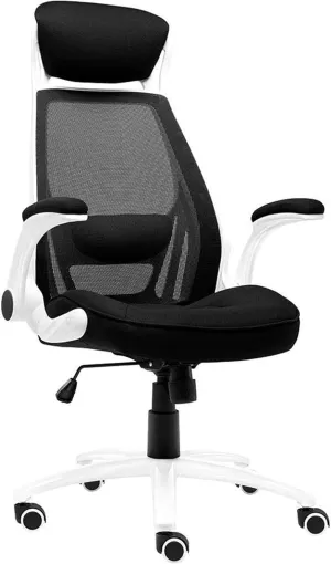 Office Chair Game Chair Mesh High Back Swivel Office Chair Computer Chair Back Rotating Handrail (Color : Black White)