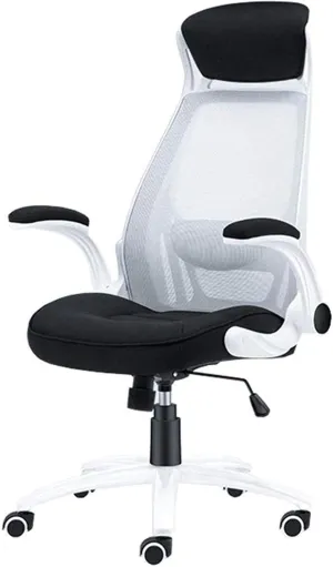 Office Chair Game Chair Mesh High Back Swivel Office Chair Computer Chair Back Rotating Handrail (Color : Gray White)