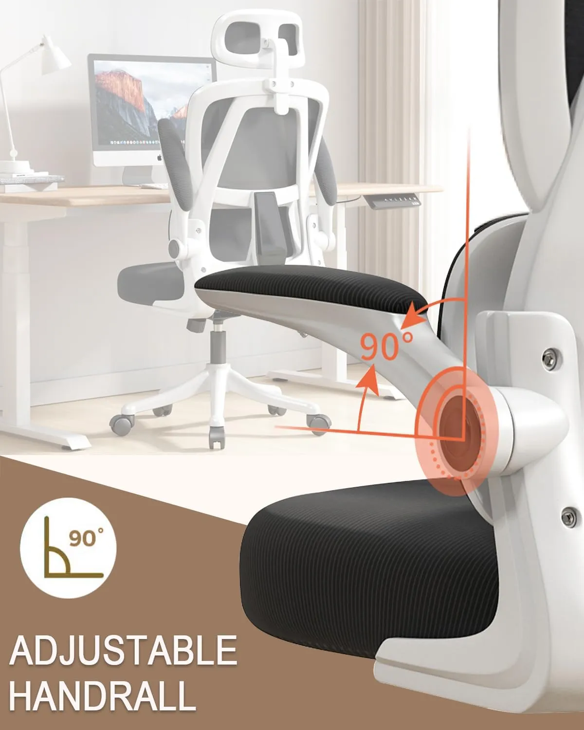 Office Chair High Back Ergonomic Computer Office Chair with Lumbar Support Adjustable Headrest 3D Armrest and Lumbar Support for Swivel Mesh Chair for Work, Study, Gaming Black White Chair