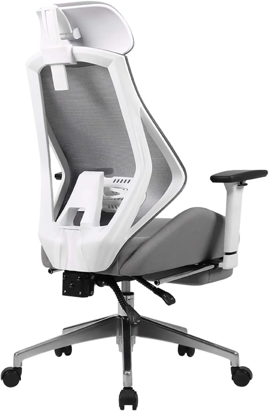 Office Chairs Ergonomic Office Chair, PU Leather Swivel Desk Chair, Breathable Mesh Back, Adjustable Height High-Back Reclining Chair with Armrest and Footrest Computer Chair
