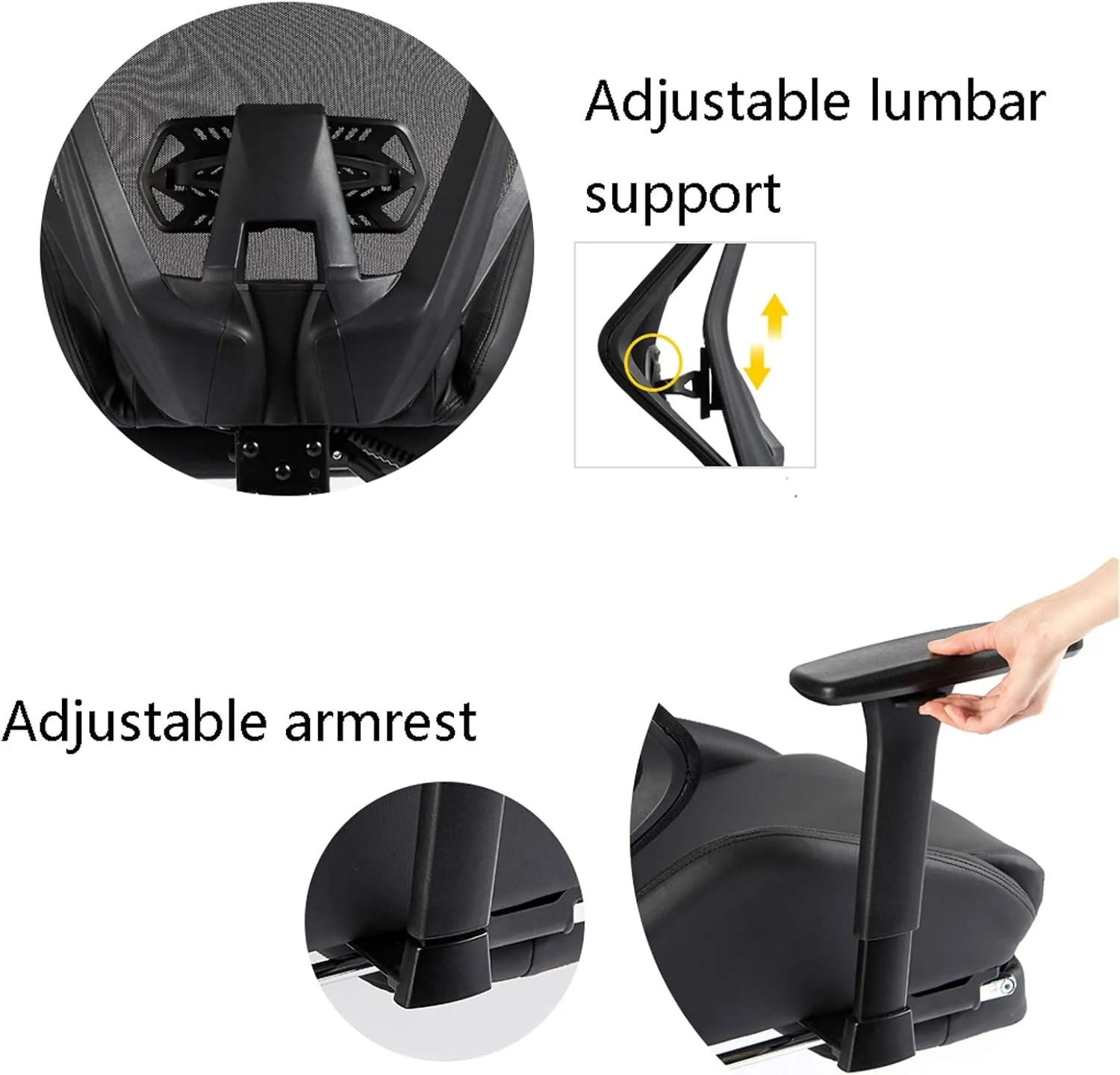 Office Chairs Ergonomic Office Chair, PU Leather Swivel Desk Chair, Breathable Mesh Back, Adjustable Height High-Back Reclining Chair with Armrest and Footrest Computer Chair