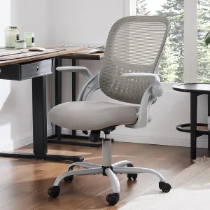 Office Computer Desk Chair, Ergonomic Mid-Back Mesh Rolling Work Swivel Task Chairs with Wheels, Comfortable Lumbar Support, Comfy Flip-up Arms for Home, Bedroom, Study, Student
