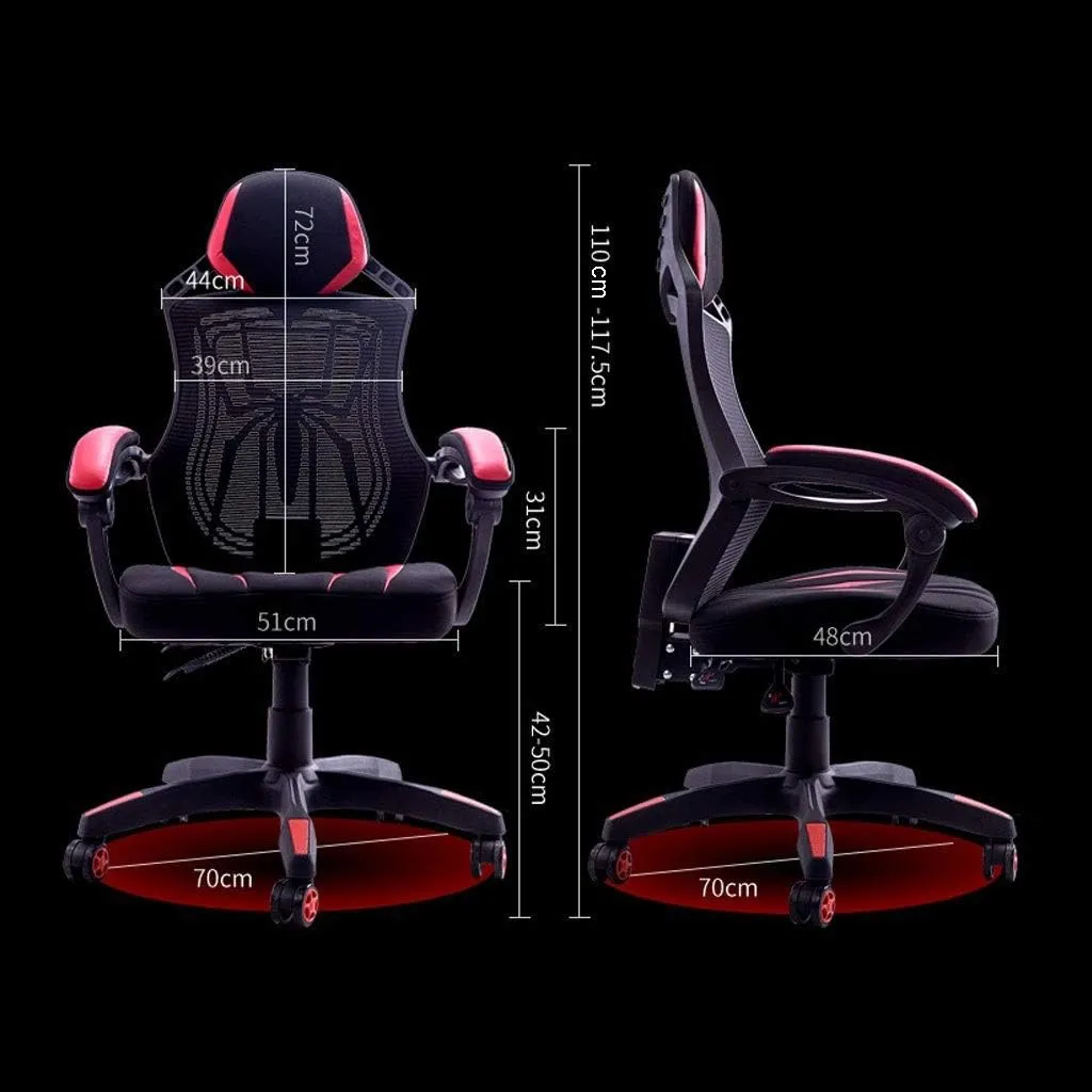 Office Desk Chair Gameing Chair Ergonomic, Game Competition E-Sports Chair Home Computer Chair Rotatable Slidable Red Black (Breathable Mesh)