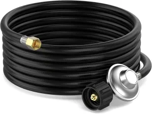 only fire 12 Feet Propane Regulator and Hose, Universal QCC1 Low Pressure Propane Regulator with Hose Grill Replacement for Most LP Gas Grill, Heater, Fire Pit Table, 3/8 Inch Female Flare Nut