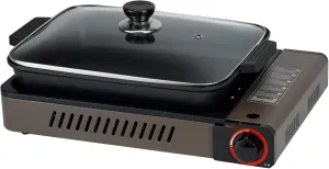 ONLYFIRE Butane Stove with Grill Pan, Portable Stove with Small Griddle & Lid, Camping Stove Instant Ignition, Camp Stove for Cooking, Patio Backyard, Camping, RV and Emergency Use, GS349