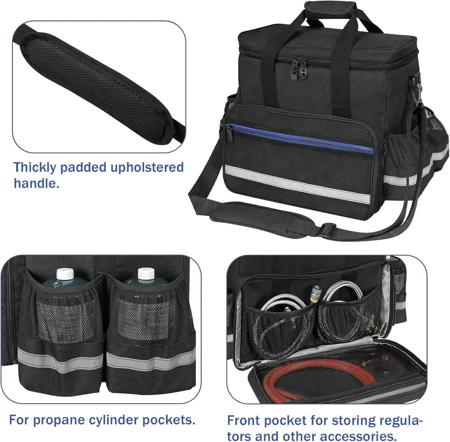 ORKELS Propane Heater Carry Bag Compatible with Mr. Heater MH18B & Big Buddy, Portable Heater Carrying Case with Multiple Pockets and Anti-slip Bottom for Camping, RV Travel, Ice Fishing, Bag Only