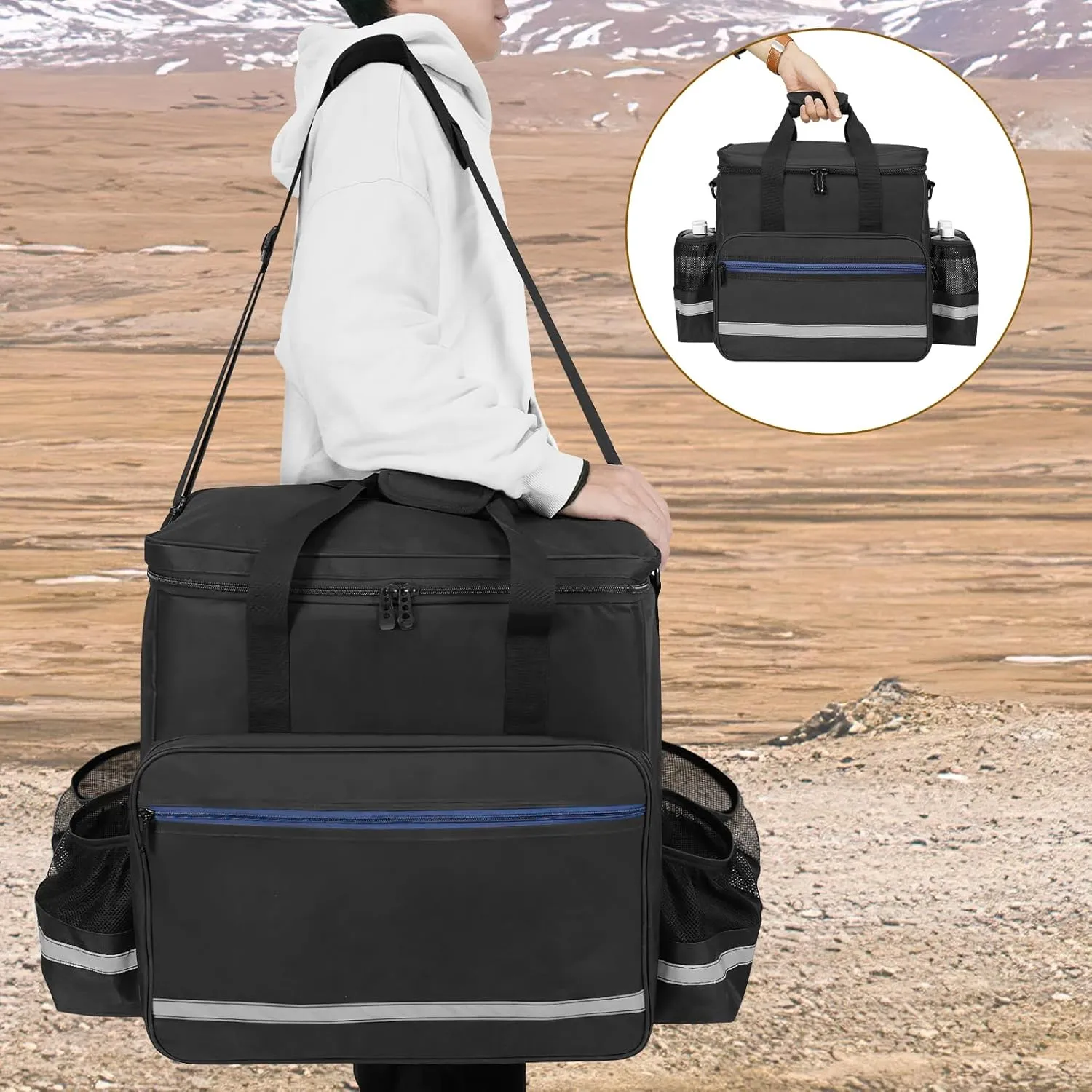 ORKELS Propane Heater Carry Bag Compatible with Mr. Heater MH18B & Big Buddy, Portable Heater Carrying Case with Multiple Pockets and Anti-slip Bottom for Camping, RV Travel, Ice Fishing, Bag Only