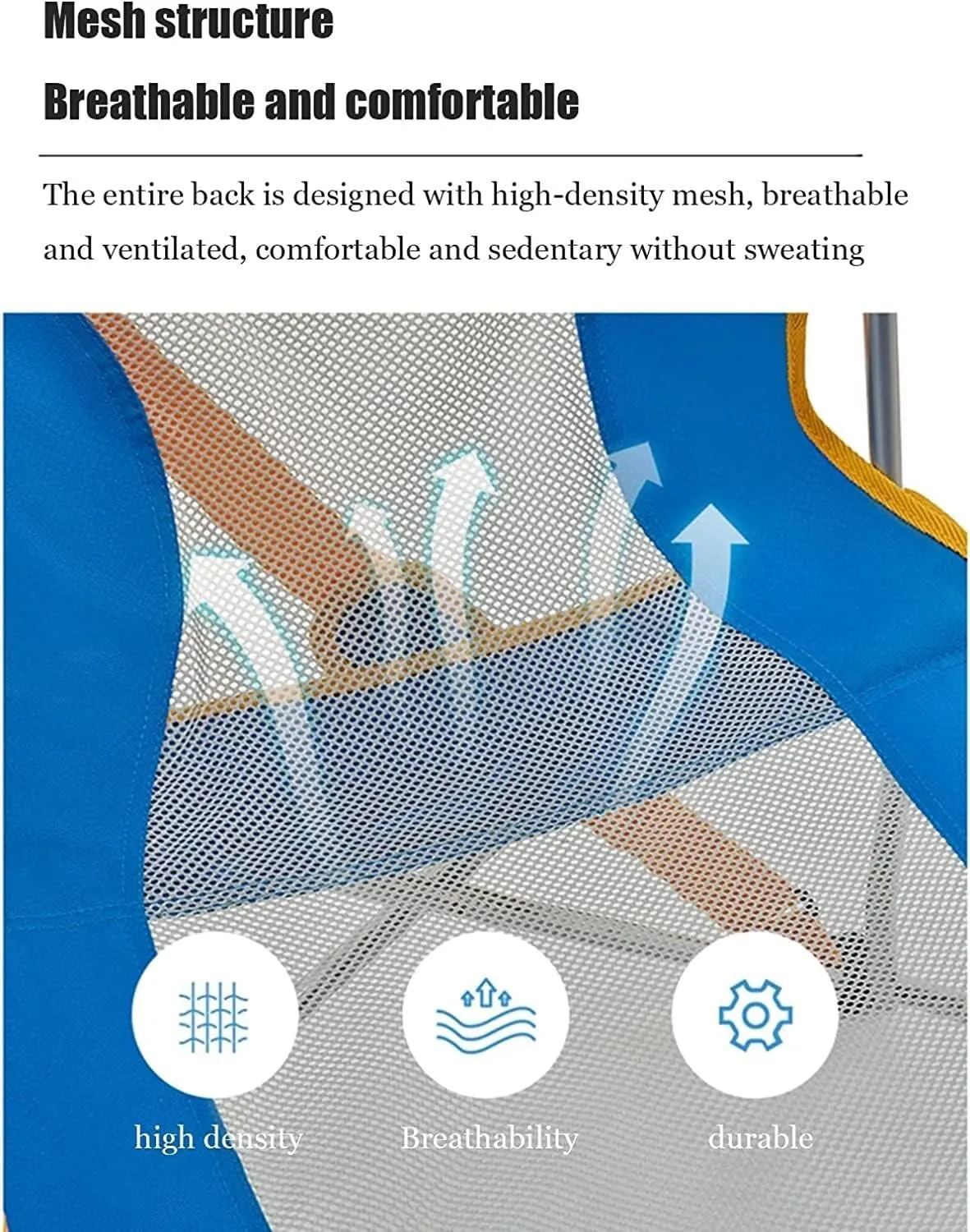 Outdoor Camp Chairs, Outdoor Armchair Beach Deck Chairs Portable Leisure Seat Stool with Breathable Mesh, Comes with Storage Bag Lawn Chairs Adults