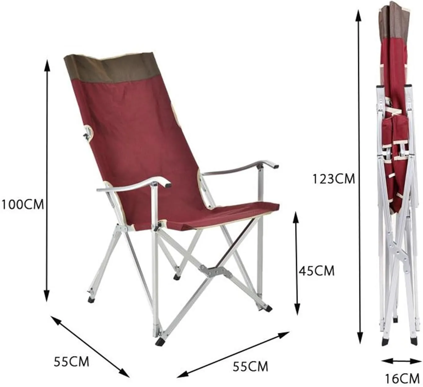 Outdoor Camp Chairs, Outdoor Chair Portable Folding Chairs for Relax Camping Fishing Backrest Stool Aluminum Alloy Leisure Beach Chair Lawn Chairs Adults(Red)
