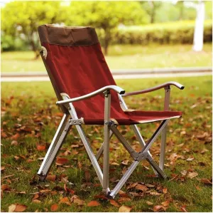 Outdoor Camp Chairs, Outdoor Chair Portable Folding Chairs for Relax Camping Fishing Backrest Stool Aluminum Alloy Leisure Beach Chair Lawn Chairs Adults(Red)