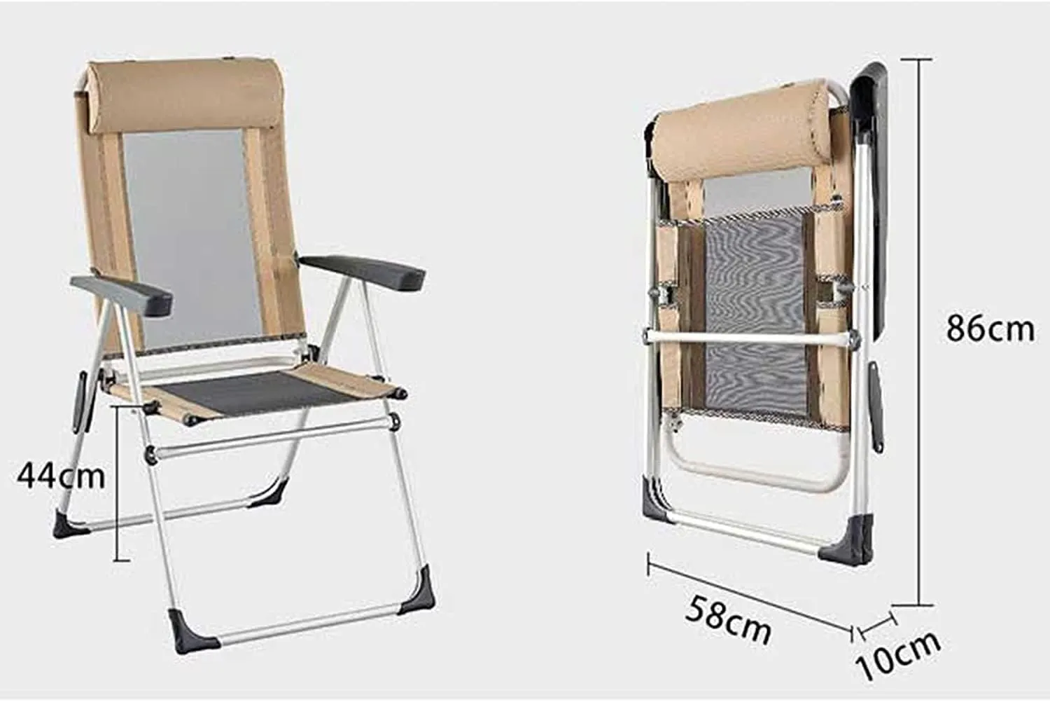 Outdoor Camp Chairs, Outdoor Deck Chair Portable Armchair Fishing Camping Seat Stool with Adjustable Backrest and Breathable Mesh Backrest Lawn Chairs Adults(A)