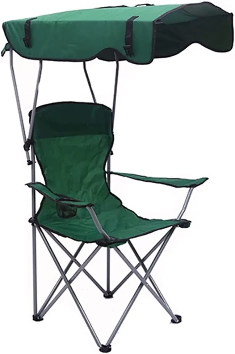 Outdoor Chair Folding Camping Chair Camping Chair With Shade Canopy Chair, Folding Recliner, Adjustable Outdoor Beach Lightweight Sunshade Folding Chairs Camping Chair Foldable Chair ( Color : Green ,