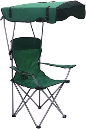 Outdoor Chair Folding Camping Chair Camping Chair With Shade Canopy Chair, Folding Recliner, Adjustable Outdoor Beach Lightweight Sunshade Folding Chairs Camping Chair Foldable Chair ( Color : Green ,