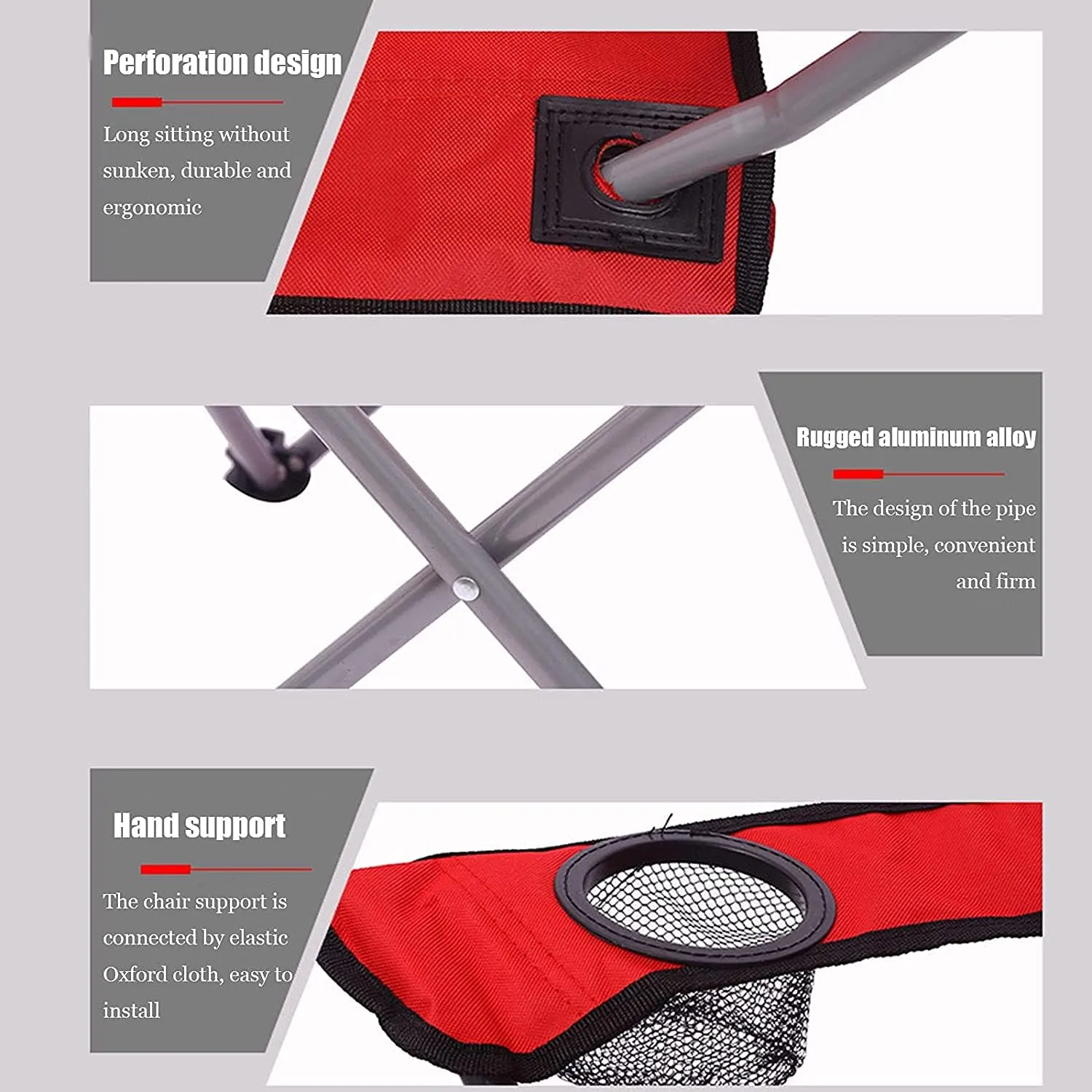 Outdoor Chair Folding Camping Chair Camping Chair with Shade Canopy Chair, Folding Recliner, Adjustable Outdoor Beach Lightweight Sunshade Folding Chairs Camping Chair Foldable Chair (Color : Red, S