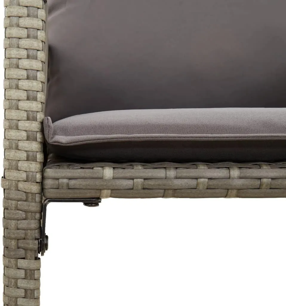 Outdoor Dining Chairs Beach Chair Camping Chairs Kitchen Chairs - Patio Bar Stools with Cushions 2 pcs Gray Poly Rattan for Terrace Garden Outside Campsites