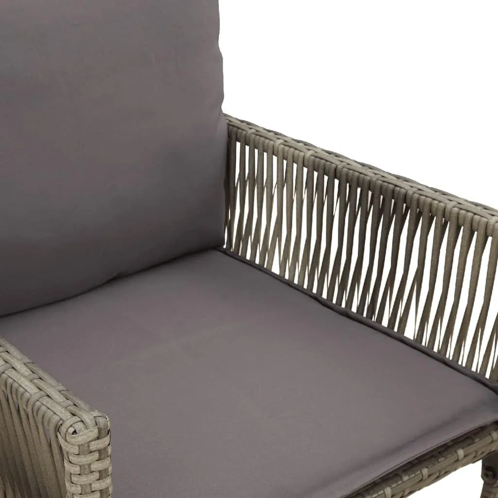 Outdoor Dining Chairs Beach Chair Camping Chairs Kitchen Chairs - Patio Bar Stools with Cushions 2 pcs Gray Poly Rattan for Terrace Garden Outside Campsites