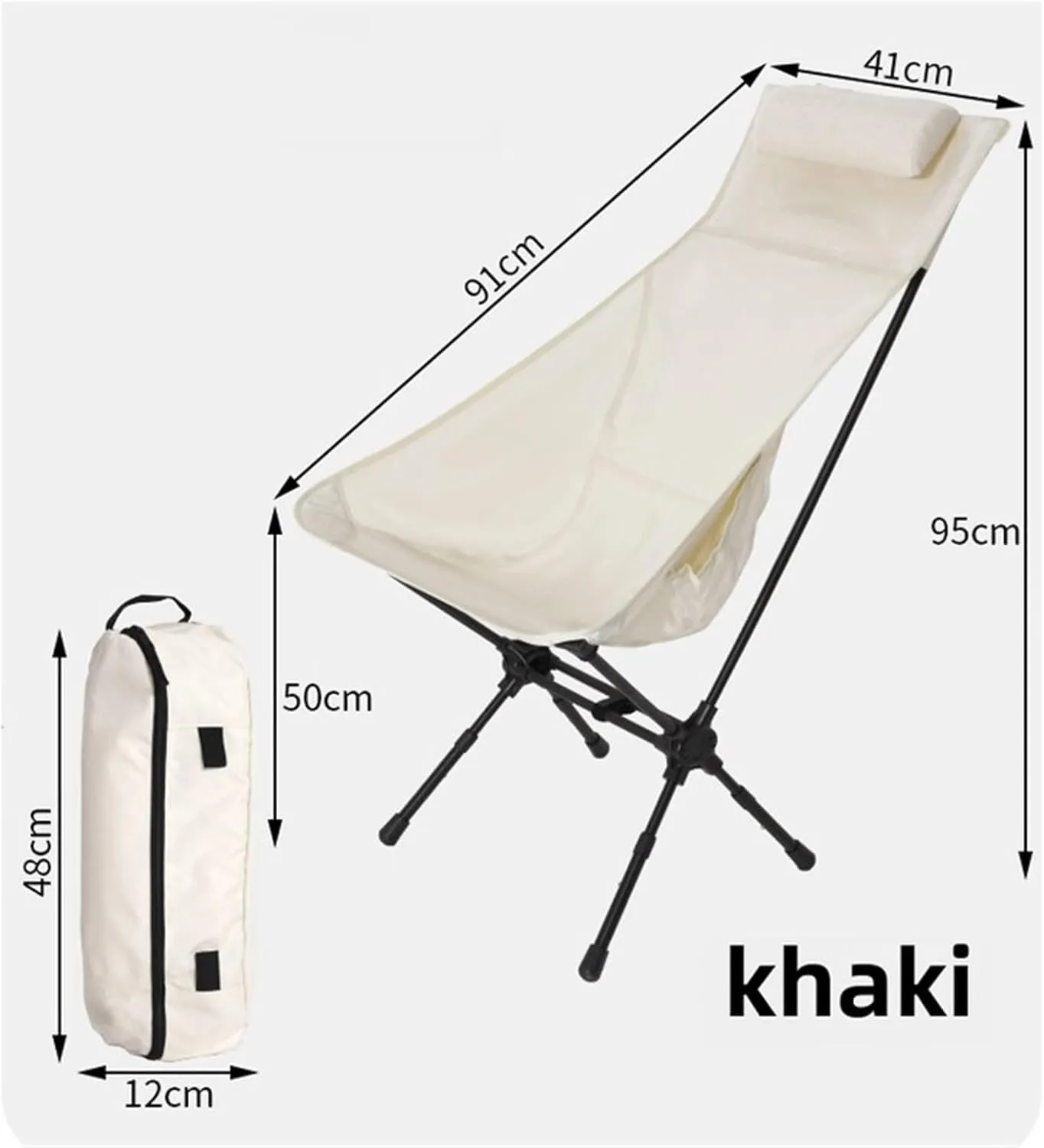 Outdoor Folding Chair Alloy Ultra-Light Portable Fishing Director Chair Beach Chair Camping High Back Chair(Black)