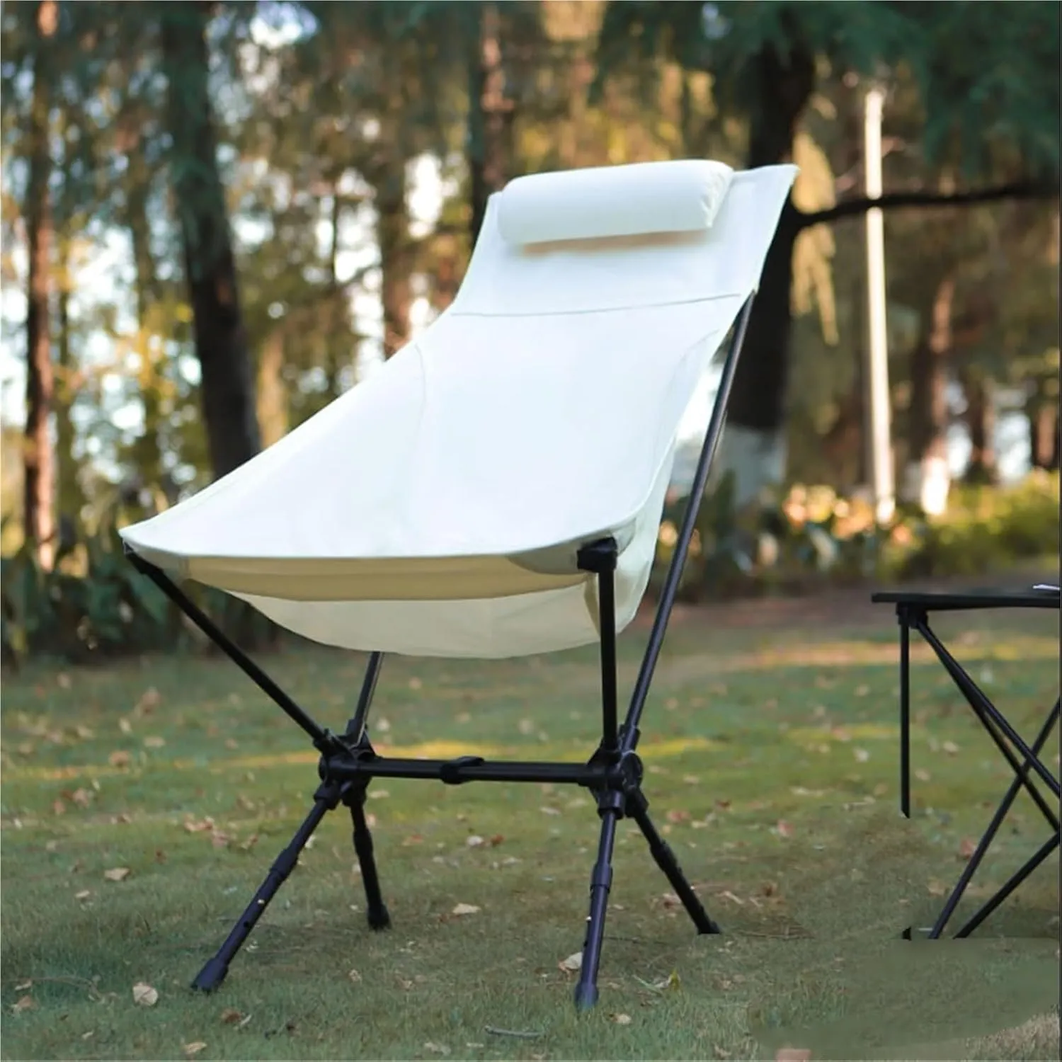 Outdoor Folding Chair Alloy Ultra-Light Portable Fishing Director Chair Beach Chair Camping High Back Chair(Black)