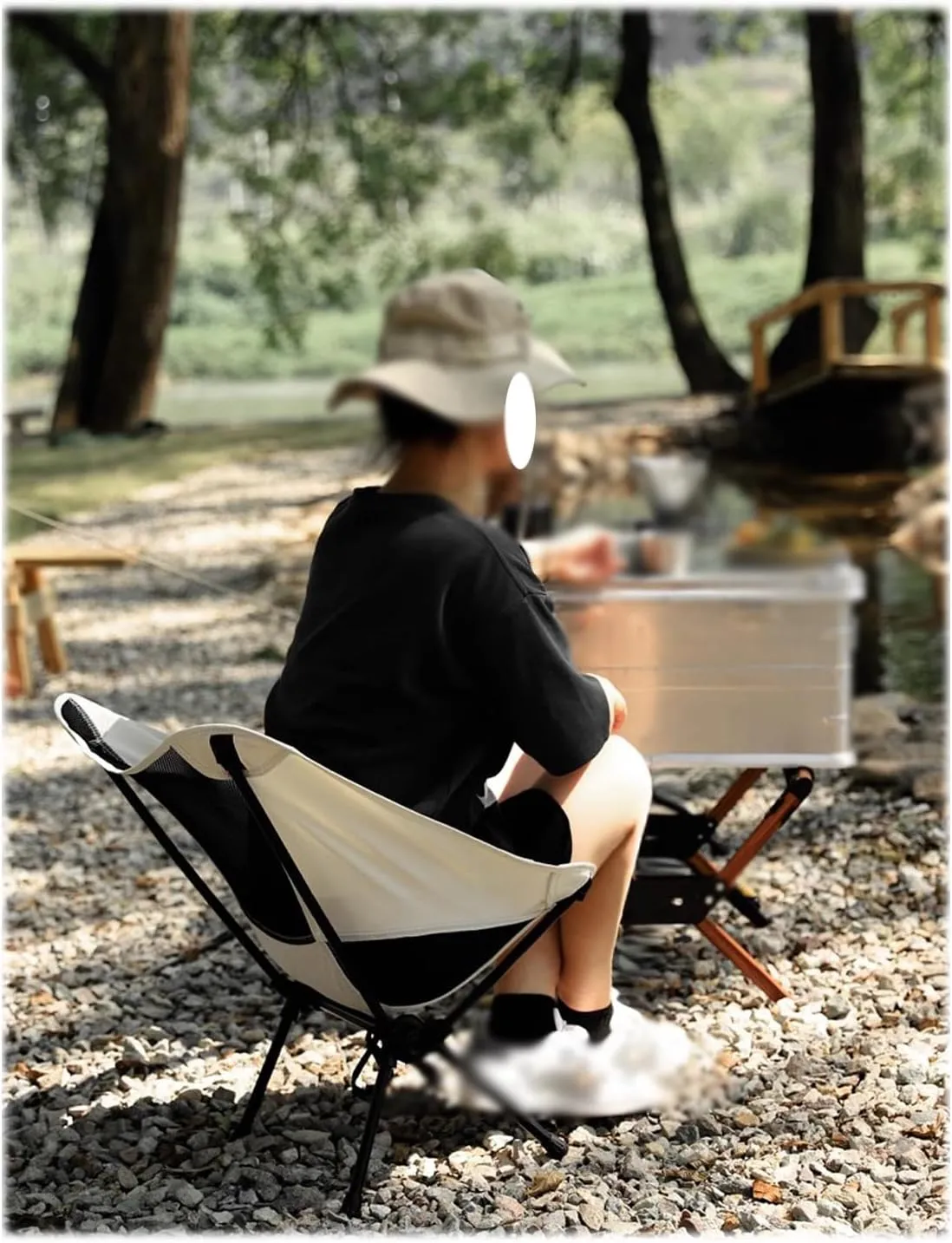 Outdoor Folding Chairs - Camping Chairs, 120 ° Ergonomic Design, Breathable Mesh, Suitable for Outdoor Activities Such As Camping, Fishing, and Travel, 53CM*57CM*61CM, White
