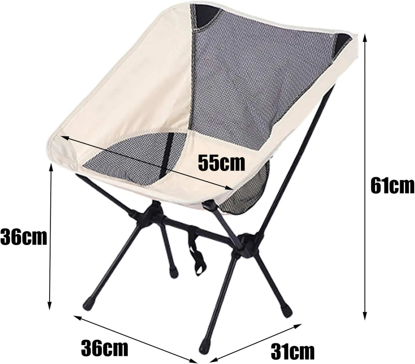 Outdoor Folding Chairs - Camping Chairs, 120 ° Ergonomic Design, Breathable Mesh, Suitable for Outdoor Activities Such As Camping, Fishing, and Travel, 53CM*57CM*61CM, White