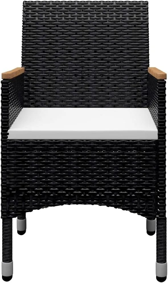 Outdoor Patio Furniture,9 Piece Patio Dining Set Poly Rattan and Acacia Wood BlackDesigned for Camping, Resting, Outdoors.