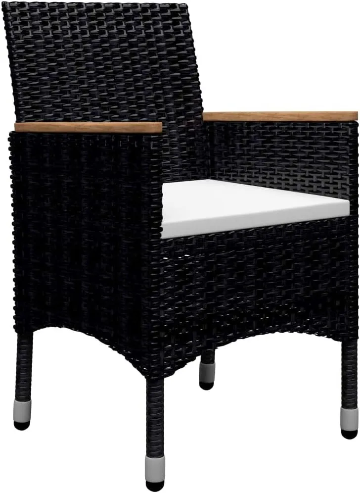 Outdoor Patio Furniture,9 Piece Patio Dining Set Poly Rattan and Acacia Wood BlackDesigned for Camping, Resting, Outdoors.