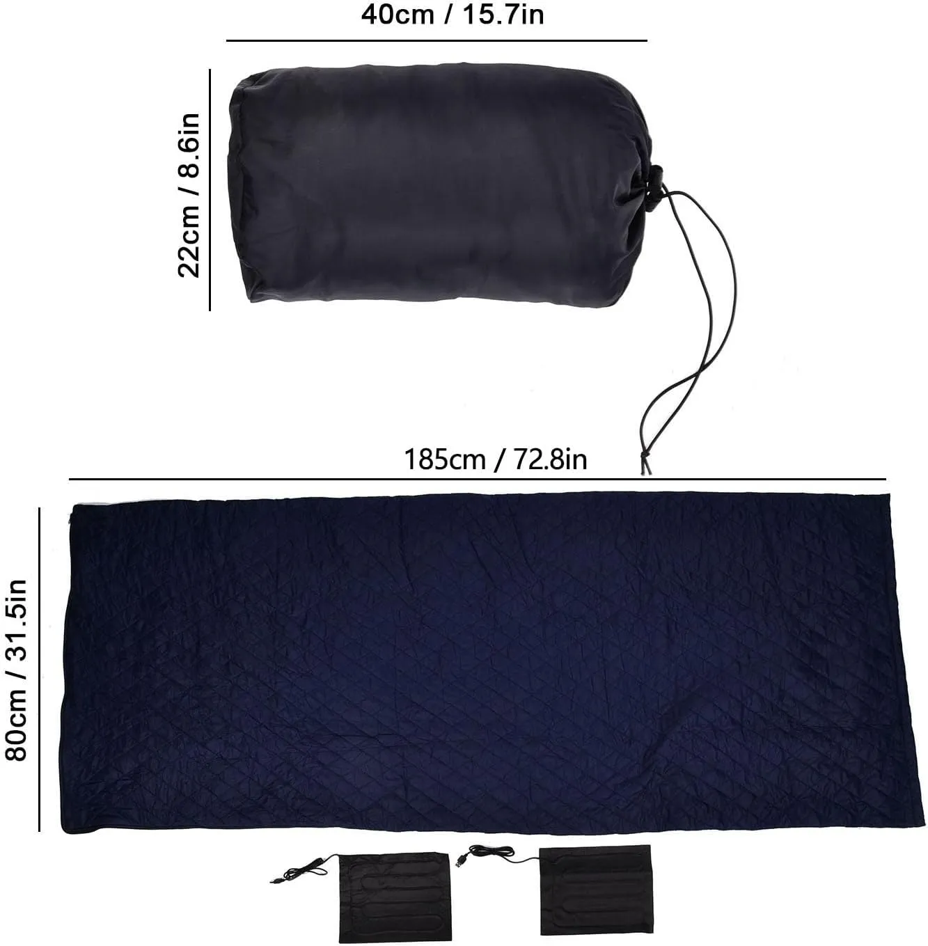 Outdoor Sleeping Bag USB Heating Zipper Closure Warm Sleeping Bag Polyester Cold Weather Camping Sleeping Bag