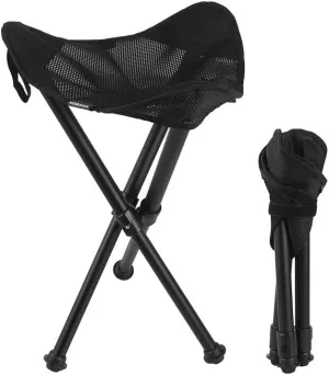 Outdoor Telescopic Folding Tripod Stool Alloy Bracket Portable Maza Fishing Stool Camping Tripod Chair Black