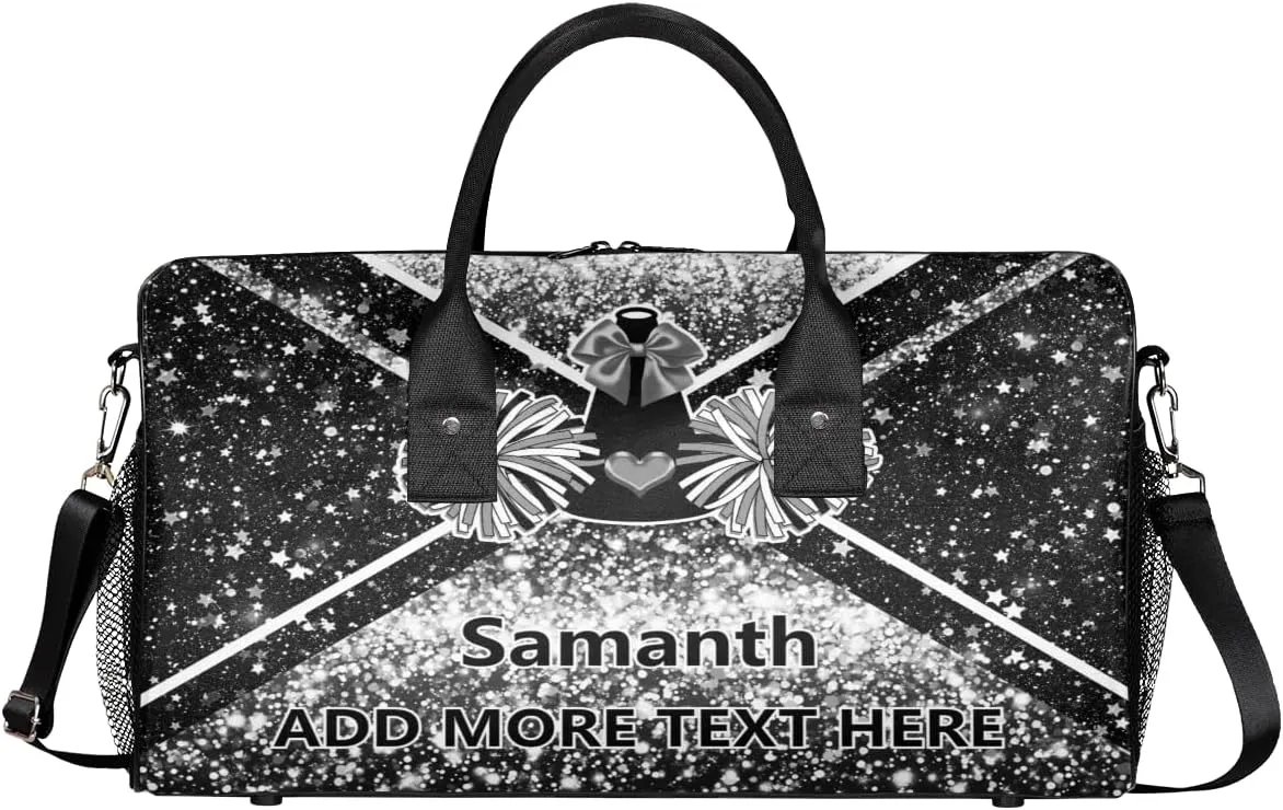 Overnight Shoulder Bag for Women Men Personalized Foldable Cheer Travel Workout Bag Carry on Weekender Bag for Sports Camping Gym