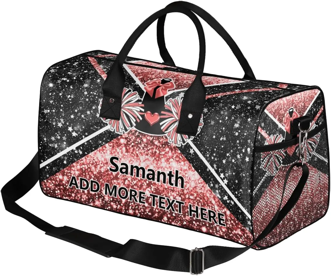 Overnight Shoulder Bag for Women Men Personalized Foldable Cheer Travel Workout Bag Carry on Weekender Bag for Sports Camping Gym