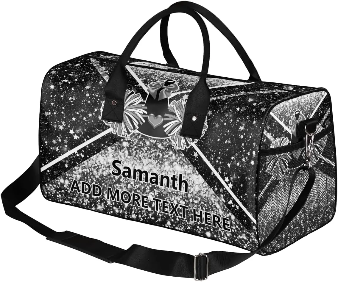 Overnight Shoulder Bag for Women Men Personalized Foldable Cheer Travel Workout Bag Carry on Weekender Bag for Sports Camping Gym
