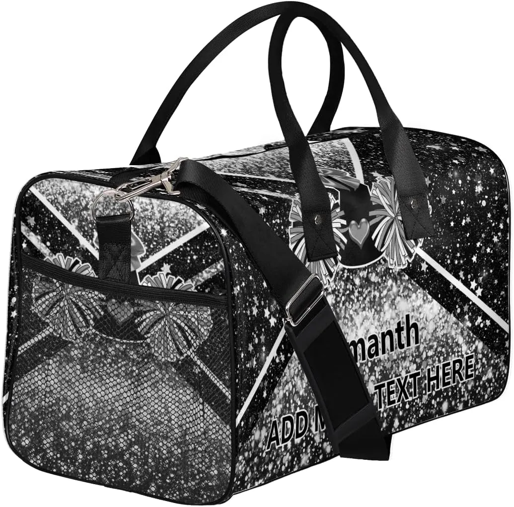 Overnight Shoulder Bag for Women Men Personalized Foldable Cheer Travel Workout Bag Carry on Weekender Bag for Sports Camping Gym