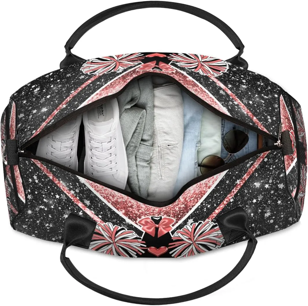 Overnight Shoulder Bag for Women Men Personalized Foldable Cheer Travel Workout Bag Carry on Weekender Bag for Sports Camping Gym