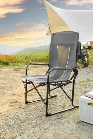 Oversized Folding Camping Chair with Side Table & Cup Holder Heavy-Duty Portable Outdoor Chair for Fishing Lawn Travel 250lbs Capacity, Grey
