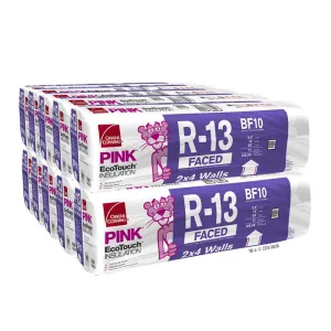 Owens Corning 1259 SQFT 10 Bags of R 13 Kraft Faced 15 by 93 Fiberglass Fits 2X4 Exterior Walls, Sound, Non-Living Space, Interior Wall