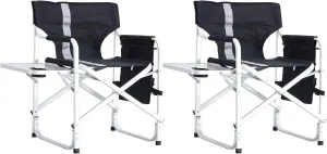 Padded Folding Outdoor Chair with Side Table and Storage Pockets,Lightweight Oversized Directors Chair for Indoor, Outdoor Camping, Picnics and Fishing,Green (Black-2)