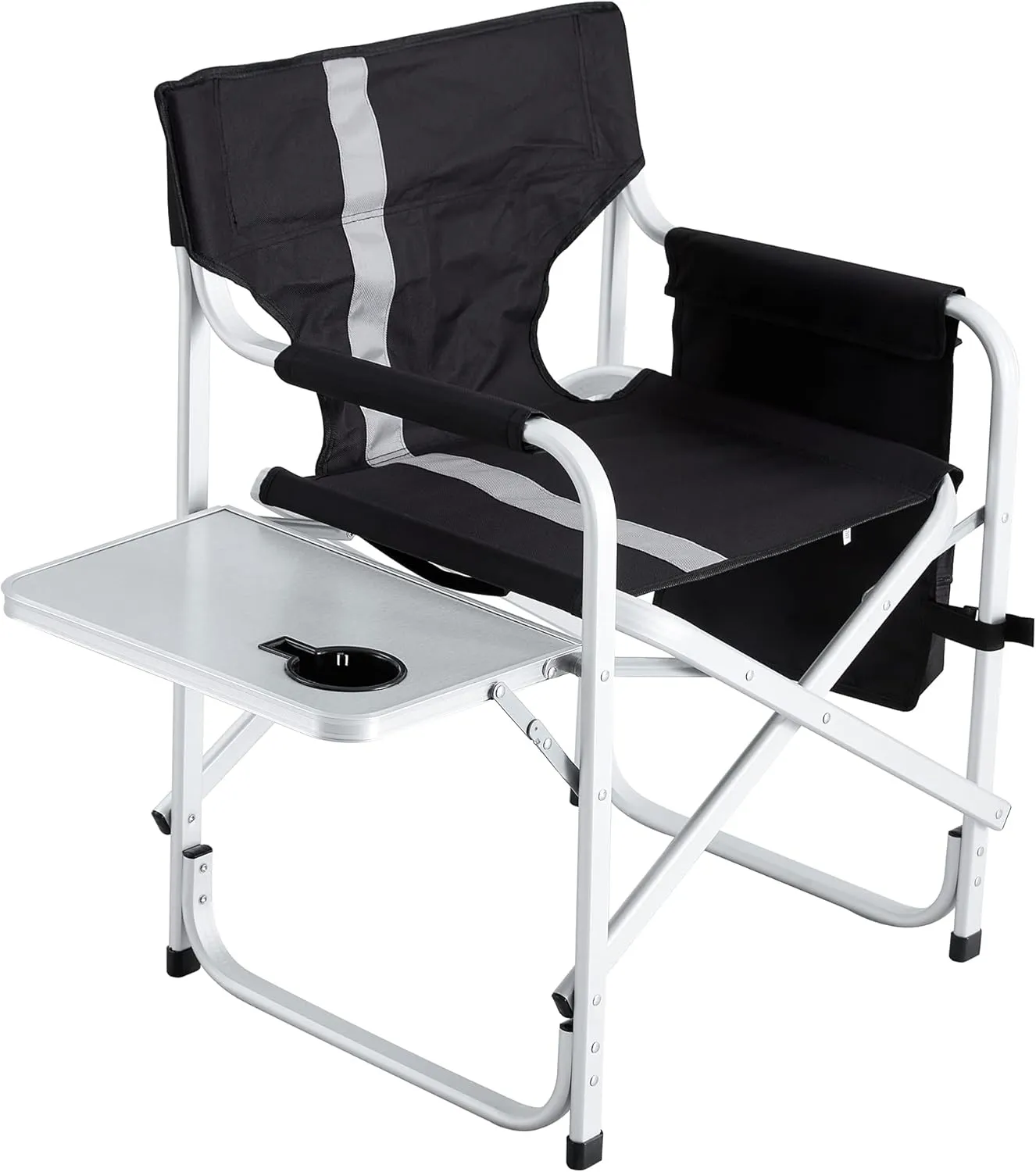 Padded Folding Outdoor Chair with Side Table and Storage Pockets,Lightweight Oversized Directors Chair for Indoor, Outdoor Camping, Picnics and Fishing,Green (Black-2)