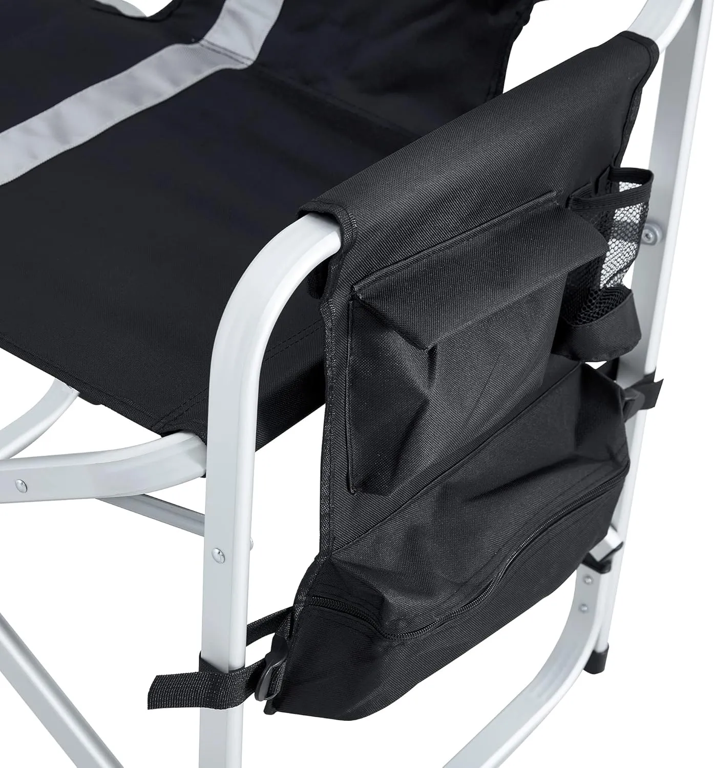 Padded Folding Outdoor Chair with Side Table and Storage Pockets,Lightweight Oversized Directors Chair for Indoor, Outdoor Camping, Picnics and Fishing,Green (Black-2)