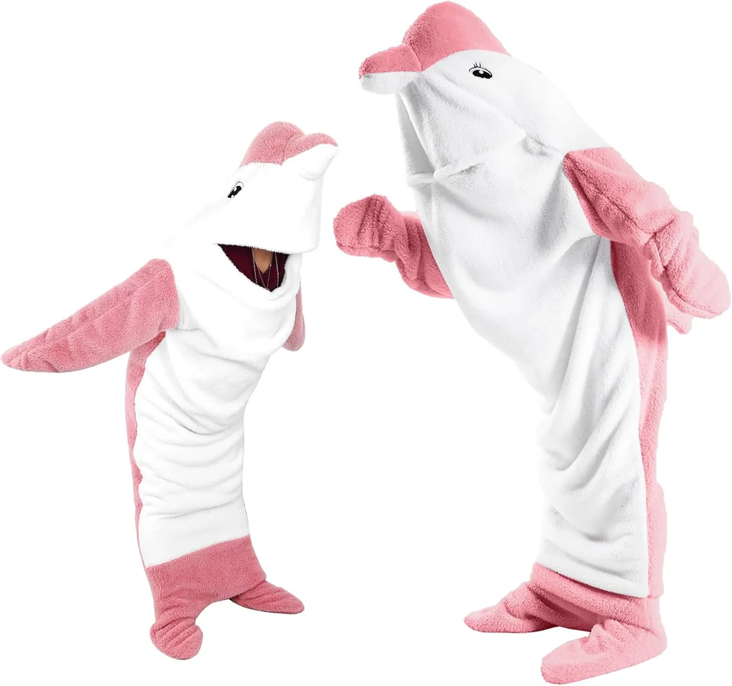 PADTIC Wearable Dolphin Blanket - Soft Cozy Hoodie for Dolphin Lovers - Onesie for Adults (Pink, L for 69-75 Inches Height)