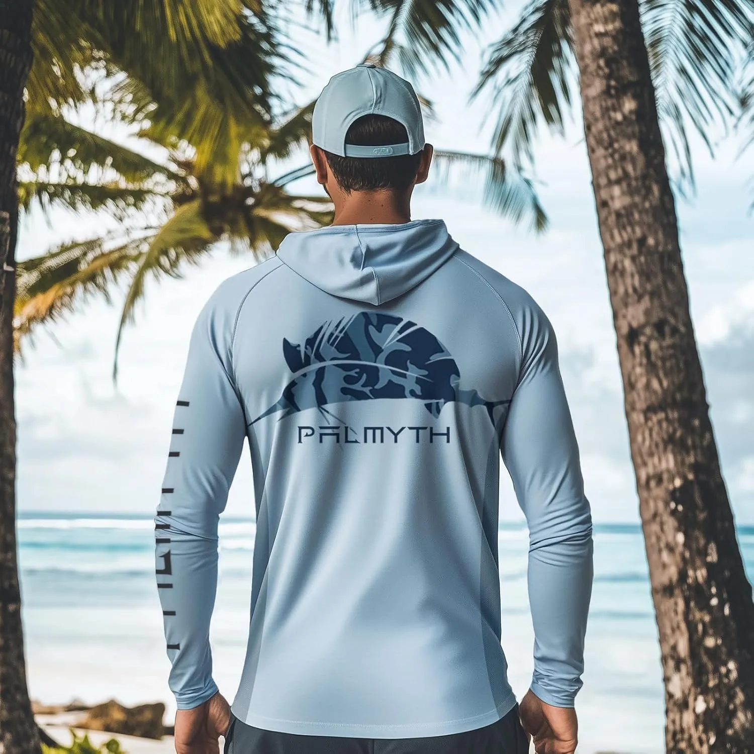 Palmyth Fishing Hoodie for Men Long Sleeve with Mask Sun Protection UV UPF 50  Shirts Neck Gaiter