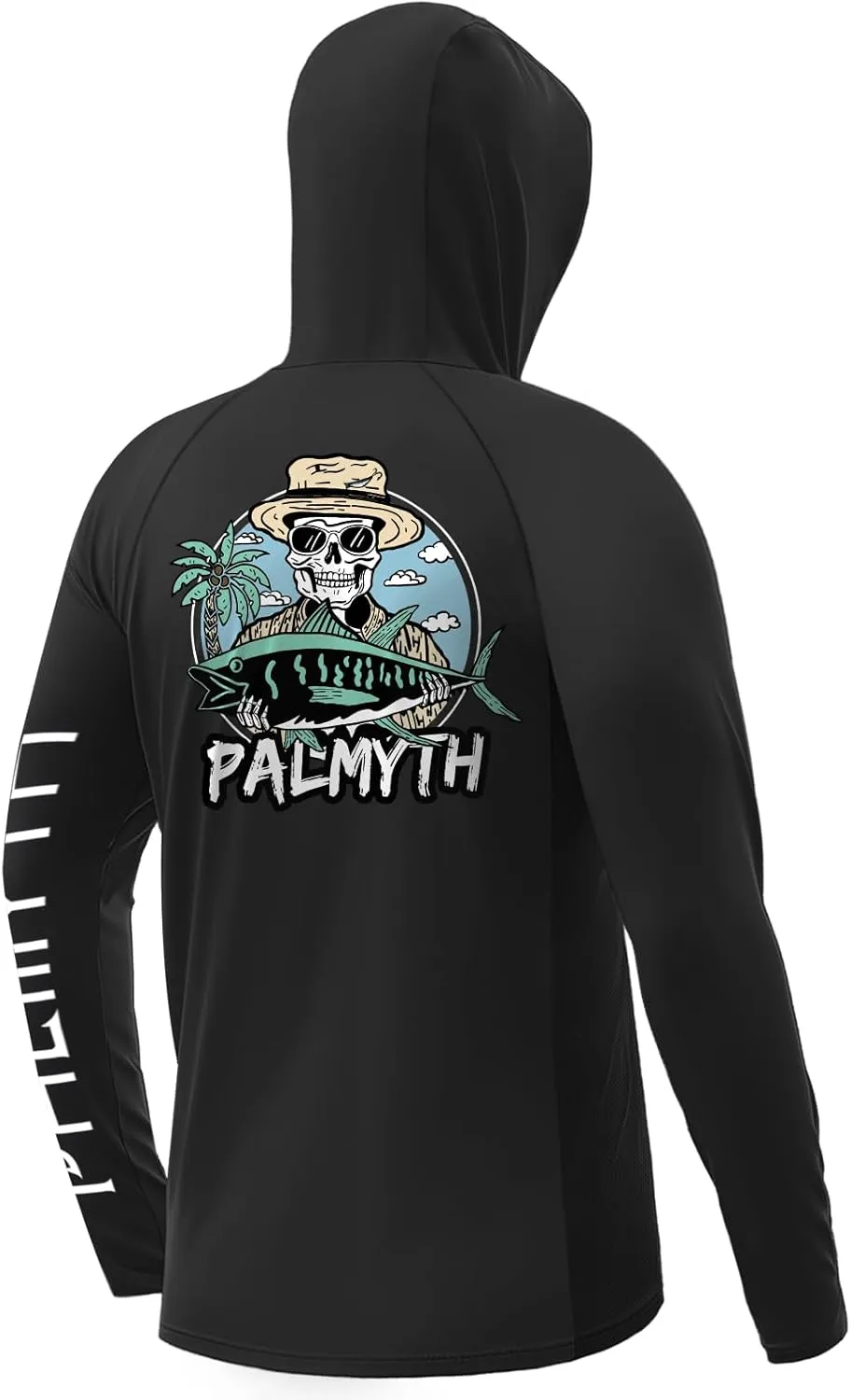 Palmyth Fishing Shirts for Men Long Sleeve UPF 50  Sun Protection Fishing Hoodie with UV Vented Neck Gaiter