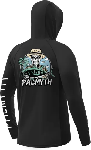 Palmyth Fishing Shirts for Men Long Sleeve UPF 50  Sun Protection Fishing Hoodie with UV Vented Neck Gaiter