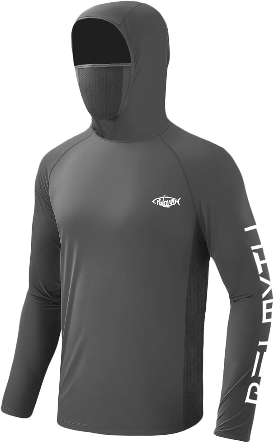 Palmyth Fishing Shirts for Men Long Sleeve UPF 50  Sun Protection Fishing Hoodie with UV Vented Neck Gaiter