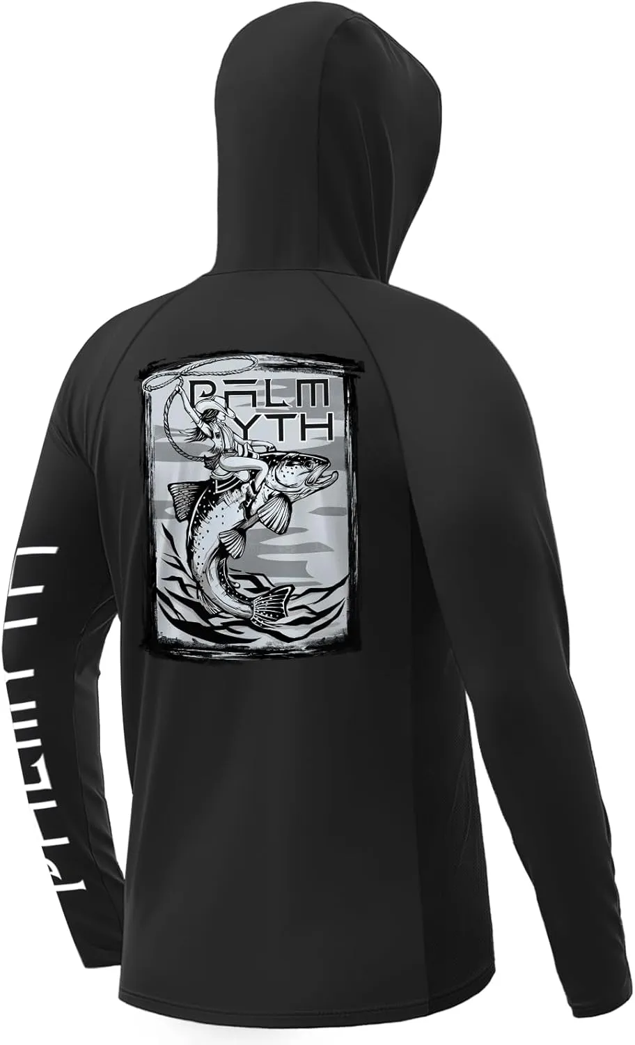 Palmyth Fishing Shirts for Men Long Sleeve UPF 50  Sun Protection Fishing Hoodie with UV Vented Neck Gaiter