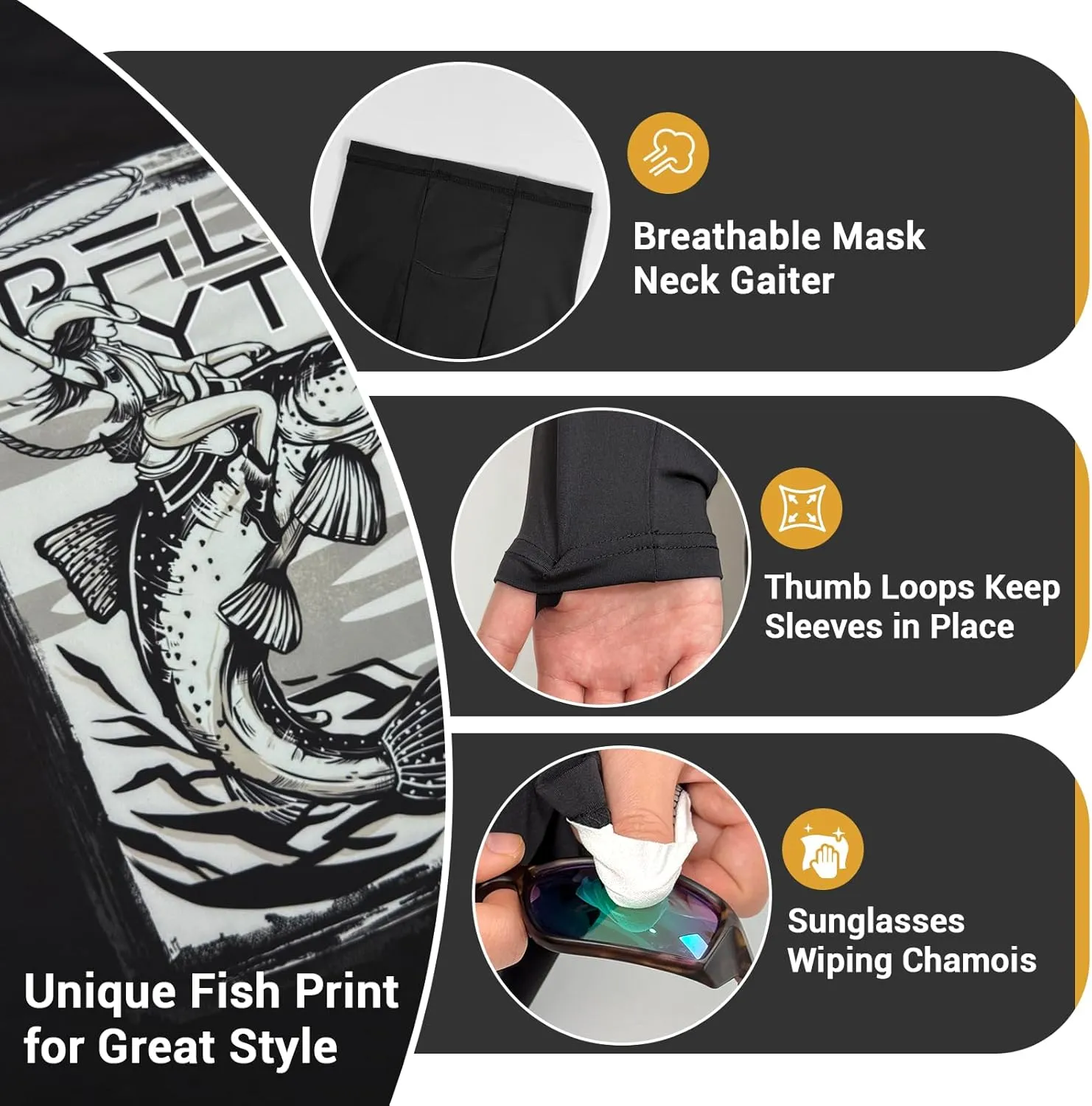 Palmyth Fishing Shirts for Men Long Sleeve UPF 50  Sun Protection Fishing Hoodie with UV Vented Neck Gaiter